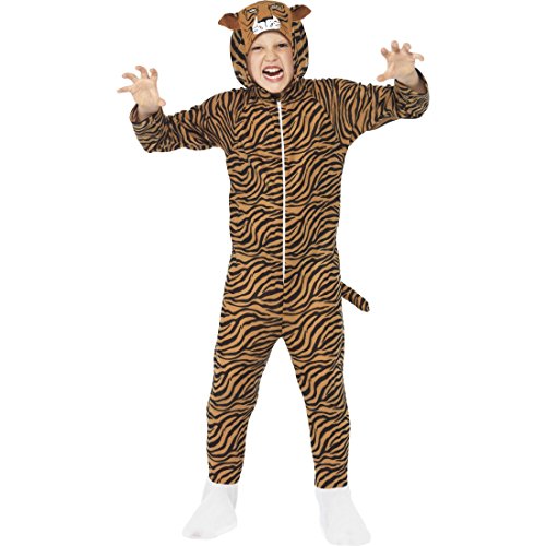 NET TOYS Mono Infantil Tigre - L, 10 - 12 años, 145 - 158 cm | Disfraz con Capucha Tigre | Traje de Niño Gato Montés | Disfraz para Chicos Felino