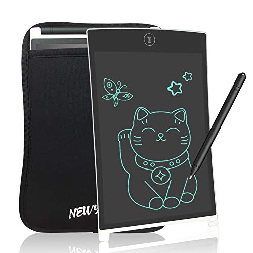 NEWYES 8,5" Tableta de Escritura LCD, Tableta Gráfica, Tableta de Dibujo portátil, Adecuada para el hogar, Escuela u Oficina, con Funda (Blanco)