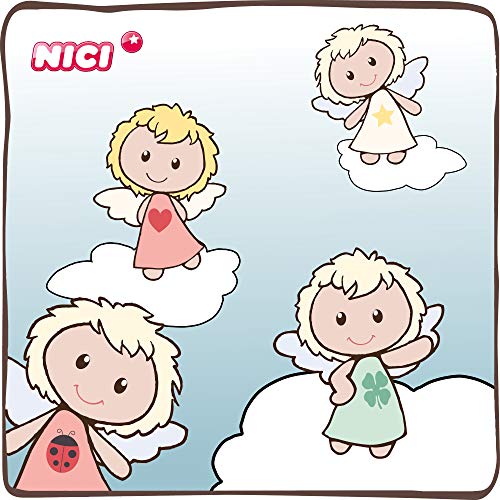 NICI- Llavero ángel de la Guarda c/símbolo de Herradura 7cm, Color Blanco alas de Purpurina. (46120)