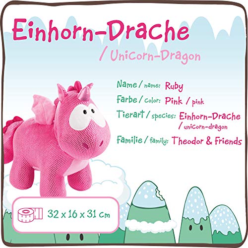 NICI- Peluche Unicornio-dragón Ruby de la Rosa 32cm (45698)