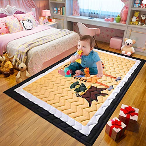 Niños Estera de Arrastre de algodón, Antideslizante no tóxico niños Alfombra de Juego de Super Bebé Grande Mat 145cm * 195cm * 1.5cm Lavable Colorido Suave zcaqtajro (Color : Orange)