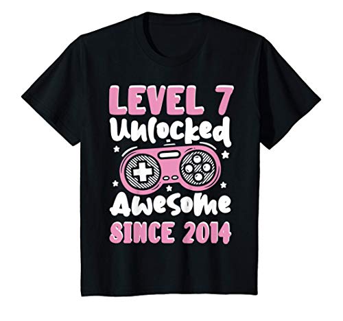 Niños Gamer Girl 7 Awesome Since 2014 Video Game 7th Birthday Camiseta