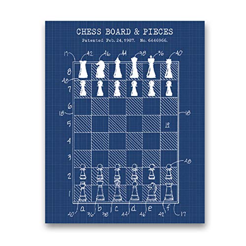 Non-branded artaslf Chess Master Gift Tablero de ajedrez Patente Canvas Posters Gaming Wall Art Painting Print Chess Club Decoración Picture Game Room Decor- 50x70cm sin Marco