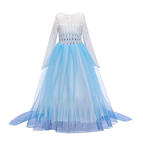 OBEEII Disfraz de Princesa Elsa Niñas Vestido de Carnaval Fiesta Halloween Cosplay Navidad Costume + Accesorio 7-8 Años