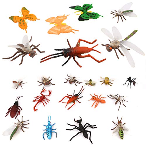 OOTSR Insectos de plástico [Paquete de 22] y Mariposas Coloridas Surtidas [Paquete de 12], Insectos simulados de 1''- 4'' Hechos de PVC Calidad para niños, Fiestas de educación o Fiestas temáticas