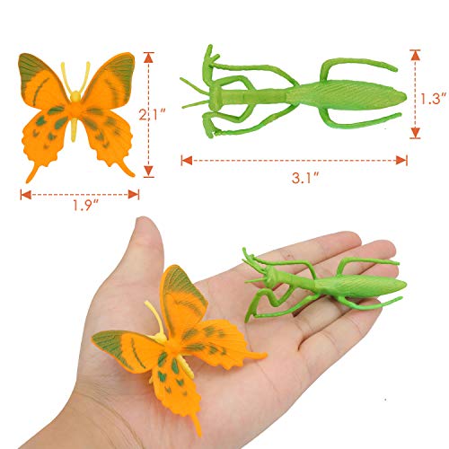 OOTSR Insectos de plástico [Paquete de 22] y Mariposas Coloridas Surtidas [Paquete de 12], Insectos simulados de 1''- 4'' Hechos de PVC Calidad para niños, Fiestas de educación o Fiestas temáticas