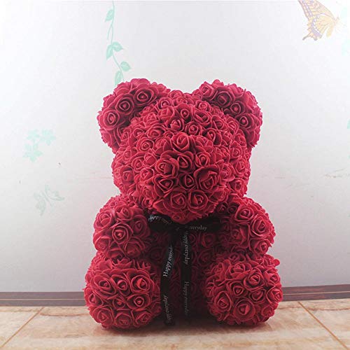 Oso de rosa artificial – oso de peluche rosa en cada rosa – oso de flores perfecto para aniversario, oso de rosa, madres, oso de peluche. 25,4 cm