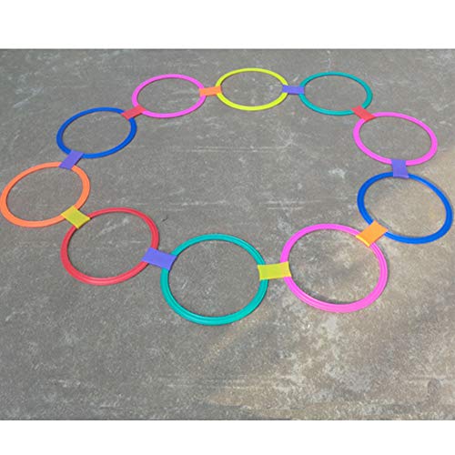 Ouken Rayuela Juego del Anillo de los Anillos Multicolores y Conectores para Clips de aro Jugar al Aire Libre Actividad Twister Círculo de plástico