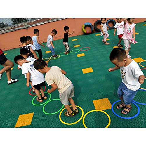 Ouken Rayuela Juego del Anillo de los Anillos Multicolores y Conectores para Clips de aro Jugar al Aire Libre Actividad Twister Círculo de plástico