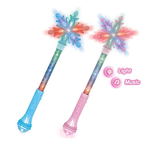 Ourine Varita Musical Stick con luz, Varita Musical Stick con luz Sonido Navidad Cosplay Fairy Glow Stick Juguetes Regalos para niños Rosa