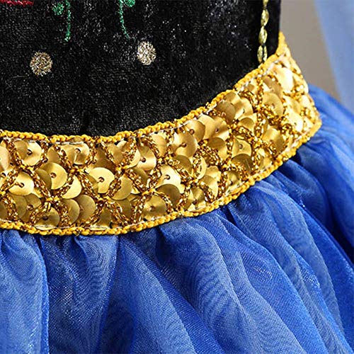 OwlFay Disfraz de Princesa Ana Niña con Capa Vestidos de Carnaval Fiesta Cosplay Halloween Fancy Dress Up Costume 2-3Años