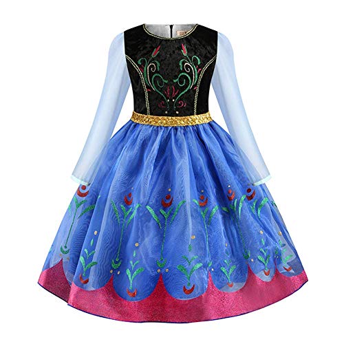 OwlFay Disfraz de Princesa Ana Niña con Capa Vestidos de Carnaval Fiesta Cosplay Halloween Fancy Dress Up Costume 2-3Años