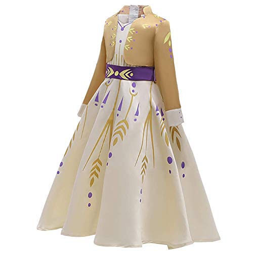 OwlFay Disfraz Elsa Frozen Niñas Princesa Ana Vestido Reino de Hielo Vestidos de Carnaval Fiesta Halloween Cosplay Navidad Costume Amarillo 7-8 Años