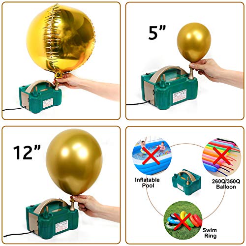 PartyWoo Bomba de Globo, 220V-240V 600W Bomba de Globo Eléctrica, Inflador de Gobo Eléctrico, Inflador de Globo Portátil, Bomba de Aire con Globo de Doble Boquilla, Bomba de Aire para Guirnalda Globos