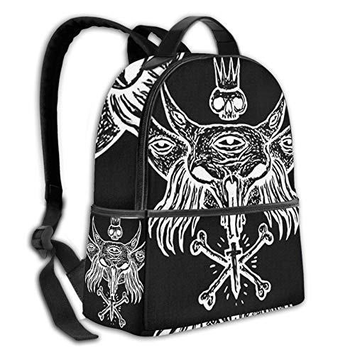 PEIGJH Mochilas Escolares Bolsa Daypack Mochila Tipo Casual para Niños Niñas para Portátiles Netbooks Alquimia Mystic Moon Skulls