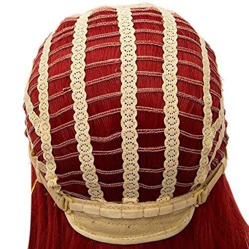 Pelucas rizadas rojas cortas Peluca de anime de pelo sintético Lolita Corazones rojos Peluca de cosplay de Halloween + Gorra