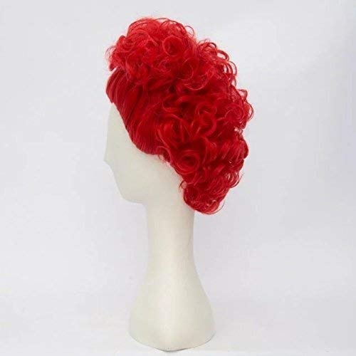 Pelucas rizadas rojas cortas Peluca de anime de pelo sintético Lolita Corazones rojos Peluca de cosplay de Halloween + Gorra