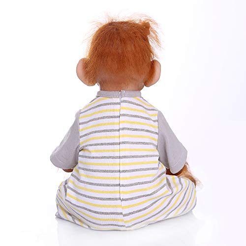 Pinky Reborn Muñecas 18 Pulgadas 45cm Simulación Silicona Vinilo Monkey Doll Realista Bebe Reborn Monkey con Mohair Toddler Toys Regalos de cumpleaños (06)