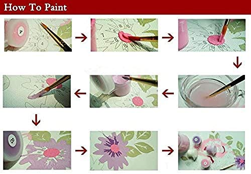 Pintar por Numeros para Adultos Niños Pintura por Números con Pinceles y Pinturas Decoraciones DIY Conjunto Completo de Pinturas para el Hogar Flores Doradas 40 * 50cm(Sin Marco)