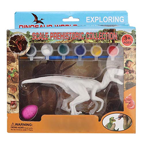 Pintura 3D Modelo de dinosaurio de simulación de bricolaje, Graffiti Dibujo Huevos de dinosaurio Niños Juguete Artesanías de arte (Huevos de dinosaurio colores aleatorios)(Velociraptor)