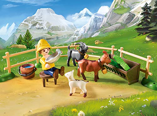 Playmobil- Heidi Establo de Cabras de Pedr Set Juguetes, Multicolor (70255)