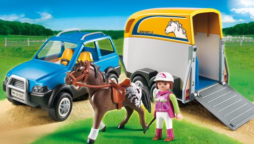 PLAYMOBIL - Vehículo con Remolque para Ponis (5223)