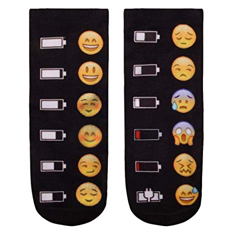 PMISORPRESA Calcetines Tobilleros Emoji BATERÍA (Negro BATERIA)