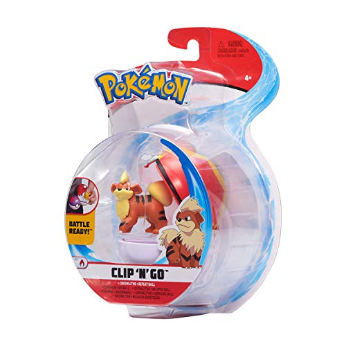 PoKéMoN Clip 'N' Go Growlithe & Pokéball, Enthält 1 Figur & 1 Poké Ball, Neue Welle 2021, Offiziell Lizensiert