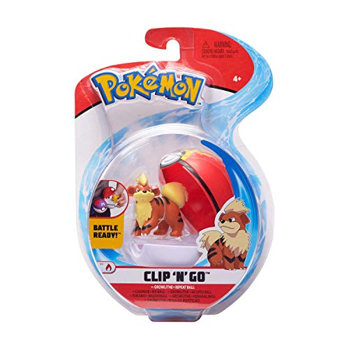 PoKéMoN Clip 'N' Go Growlithe & Pokéball, Enthält 1 Figur & 1 Poké Ball, Neue Welle 2021, Offiziell Lizensiert