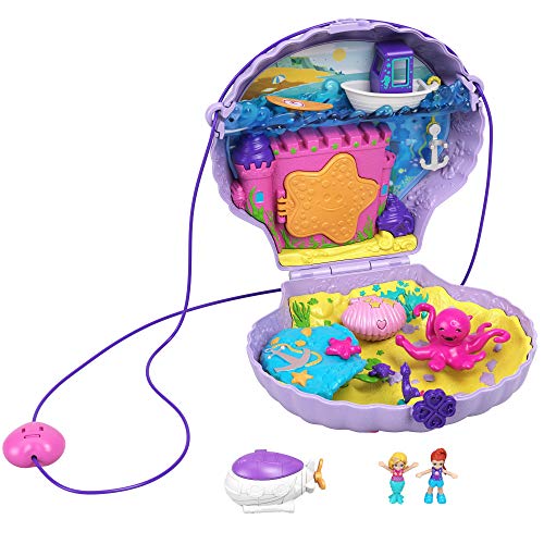 Polly Pocket- Tiny Power Bolso de Mano Concha de Mar con Accesorios, Multicolor (Mattel GNH11)