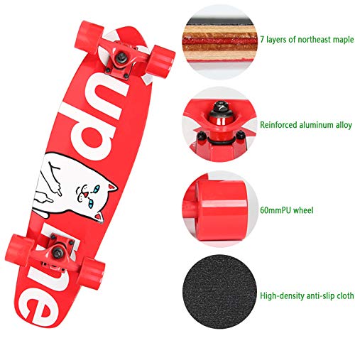 Portátil Cruiser Skateboard Niñas Niños Regalo 27'' Velocidad Viaje Skates 78A PU Ruedas 7 Layers Decks Monopatín de Tabla Corta,C