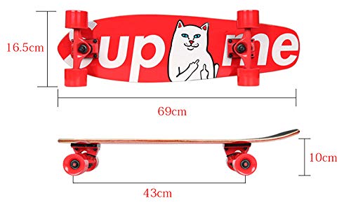 Portátil Cruiser Skateboard Niñas Niños Regalo 27'' Velocidad Viaje Skates 78A PU Ruedas 7 Layers Decks Monopatín de Tabla Corta,C