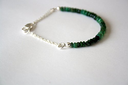 Pulsera de plata de ley esmeralda, color facetado graduado, con cuentas preciosas, pulsera de la amistad, regalos para ella de 3 mm