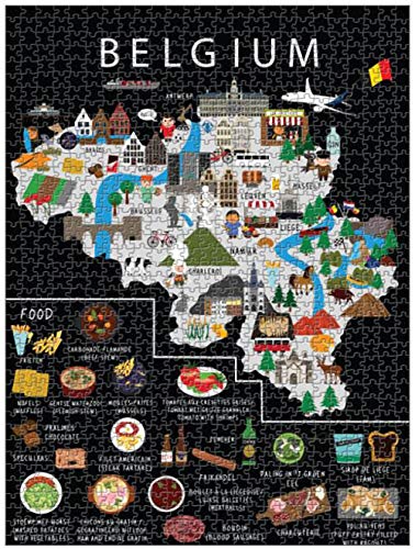 Puzzle de Bélgica, 1000 piezas, 68 x 48 cm, diseño de mapamundi