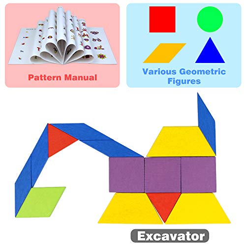 Puzzle de Madera Formas Geometricas 180 Piezas con bolsa almacenamiento Rompecabezas Juguetes Montessori Formacolor Juegos Educativos Juguete de Aprendizaje Regalos para Niños Niñas 3 4 5 Años