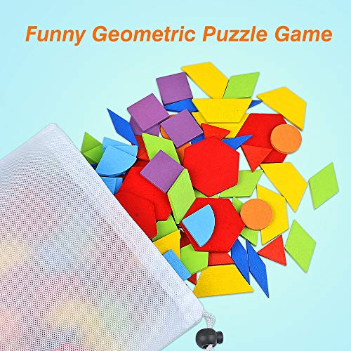 Puzzle de Madera Formas Geometricas 180 Piezas con bolsa almacenamiento Rompecabezas Juguetes Montessori Formacolor Juegos Educativos Juguete de Aprendizaje Regalos para Niños Niñas 3 4 5 Años