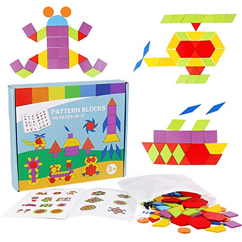 Puzzle de Madera Formas Geometricas 180 Piezas con bolsa almacenamiento Rompecabezas Juguetes Montessori Formacolor Juegos Educativos Juguete de Aprendizaje Regalos para Niños Niñas 3 4 5 Años