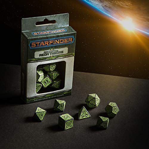 Q Workshop Starfinder Against The Aeon Throne RPG Ornamented Dice Set 7 Polyhedral Pieces