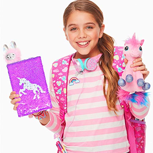 QearFun Unicorn Notebook A5 y juego de bolígrafos para niños, Flippy Sequin Diario Diario Artículos de papelería para estudiantes Artículos de regalo con un llavero de lentejuelas Unicorn