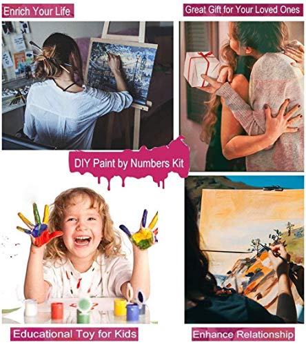 QERTYP Pintura De DIY por Números,Kits De Pintura De Bricolaje por Números, Lienzo Mejorado para Adultos, Hogar, Niños, Principiantes, con Pinceles, Imagen De Pigmento Acrílico, Corcel Al Galope, Mar