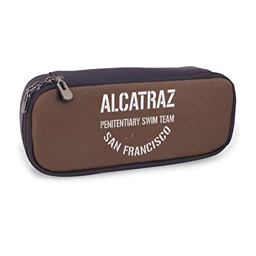 QiangQ Alcatraz Penitntiary Swim Team Funda de cuero para lápices Funda de lápiz de cuero genuino para niños y adultos