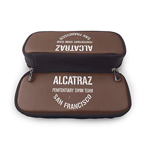 QiangQ Alcatraz Penitntiary Swim Team Funda de cuero para lápices Funda de lápiz de cuero genuino para niños y adultos