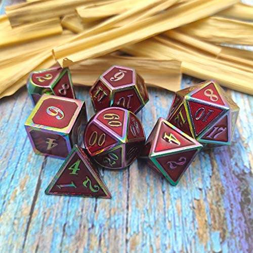 QIANGU Dice Dice, 7 Piezas/Set Juego de Dados de Metal Número Dial Mesa de Escritorio Juego de Mesa Accesorios Juguete-Púrpura y Blanco