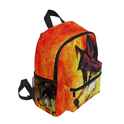 QMIN - Mochila para niños, diseño de Lobo Espacial Abstracto