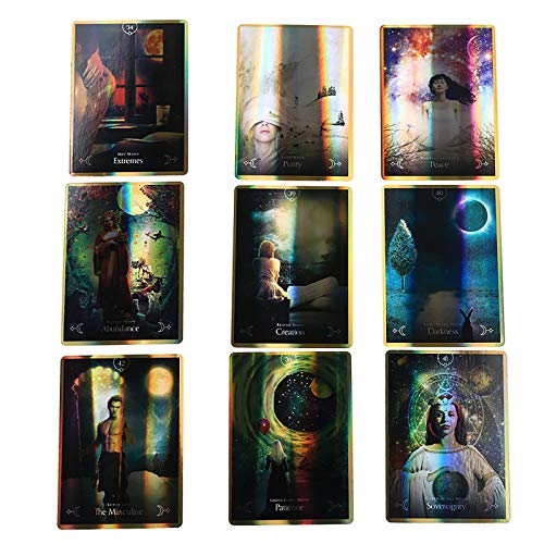 Queen of The Moon Oracle Tarot: A-78 Cards, Online PDF Guide, Land Juegos de Mesa holográficos Adivinación para Adultos y niños Juego de Mesa Dobble Playing Card