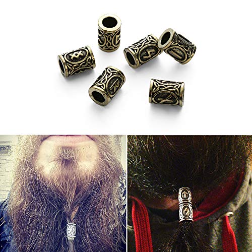 QZY 24 Piezas De Accesorios De La Barba Viking, 304 Perlas De Acero Inoxidable Runas para Los Hombres Collar Pulsera Colgante Joyas,Silver