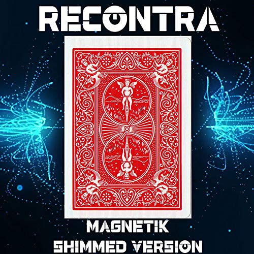 RecontraMago Magia - Magnetic Cards - Preparadas en Cartas Bicycle Originales - Trucos de Magia para niños y Adultos (SHIMMED (atraída por imán), Rojo)