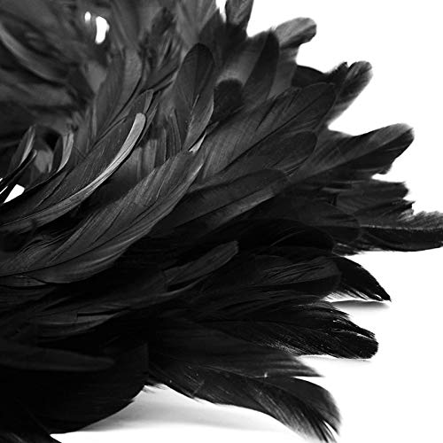 RecoverLOVE Guirnalda de Plumas Negras Naturales Guirnalda de Plumas de cóctel Negro, Guirnalda de Puerta Delantera de Halloween Guirnalda Negra Escena Espeluznante de Halloween Favores de Fiesta