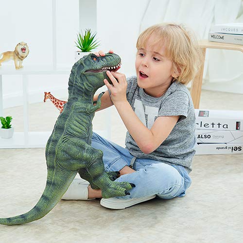 RECUR Grande Tyrannosaurus Rex Juguete de Dinosaurio Modelo de plástico 22.8pulgada, Colossal Collectibles o Regalos creativos para niños Juguetes (Verde Oscuro)