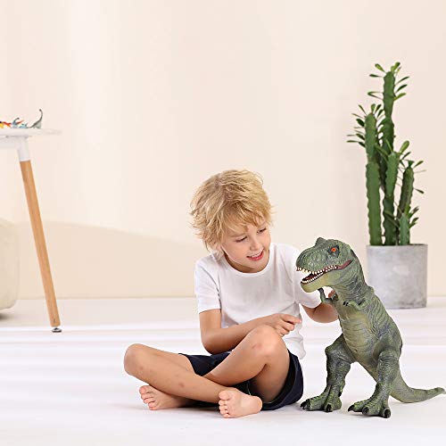 RECUR Grande Tyrannosaurus Rex Juguete de Dinosaurio Modelo de plástico 22.8pulgada, Colossal Collectibles o Regalos creativos para niños Juguetes (Verde Oscuro)